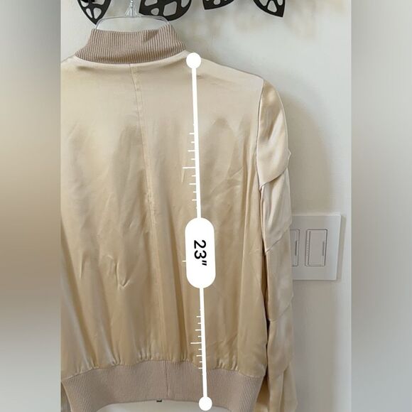 Haute Silk Cream Bomber Jacket with Ruffle Sleeves 4 NWT - Picture 15 of 16